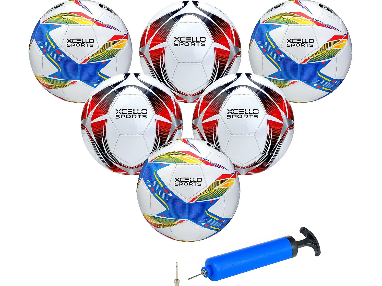 Xcello Sports Size 4 Soccer Balls, Assorted Colors, 6/Pack (XS-SB-S4-6-ASST)