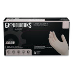 GloveWorks by AMMEX Latex Disposable Gloves, Powder-Free, 4 mil, Medium, Ivory, 100 Gloves/Box, 10 Boxes/Carton