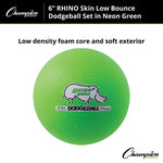 Champion Sports Rhino Skin 6" Foam Dodgeball Set, Neon Green, 6/Set (CHSRXD6NGSET)