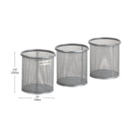 Mind Reader Metal Pen and Accessory Holder Desk Organizer, Silver, 3-Pieces (CLIPMESH3-SIL)