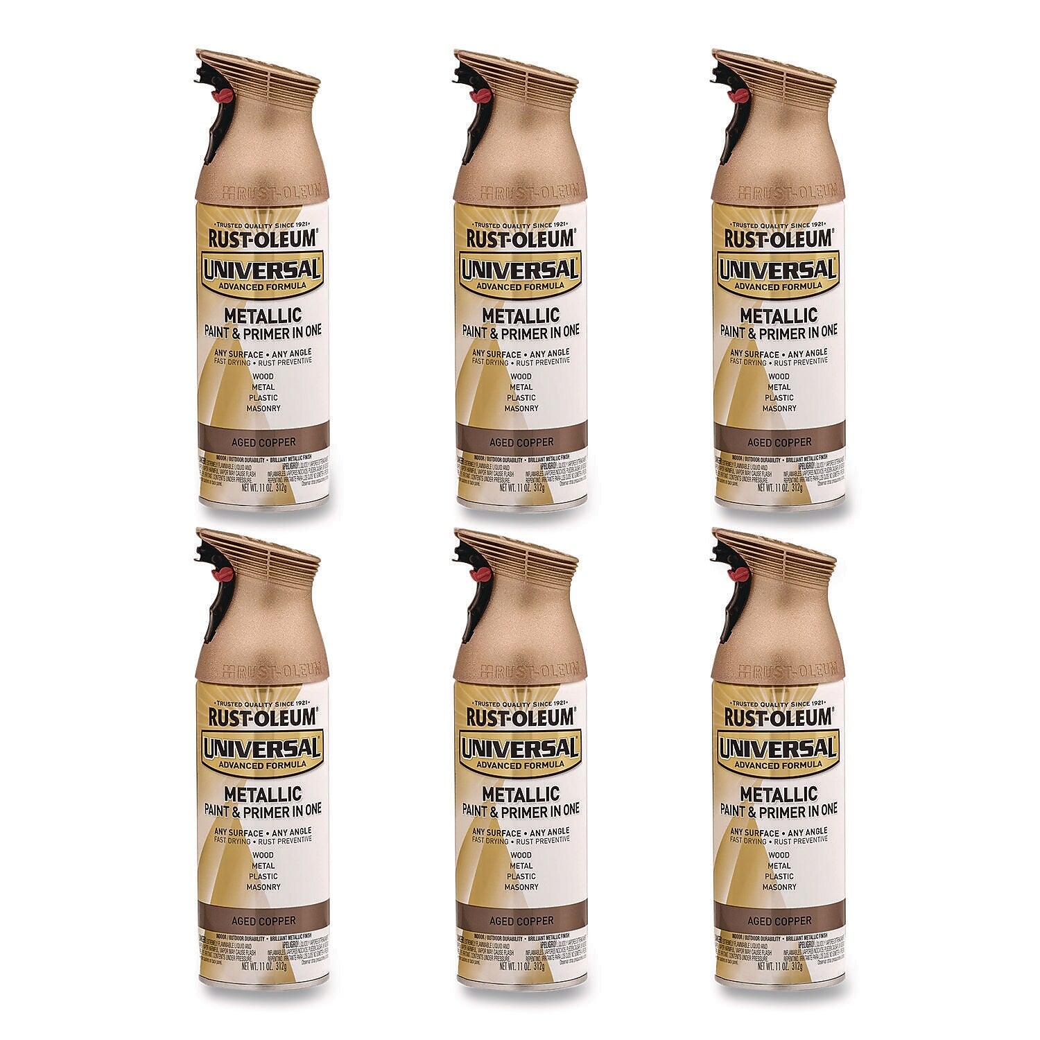 Rust-Oleum Universal Premium Spray Paint, Copper, 12 oz., 6/Carton (249132)