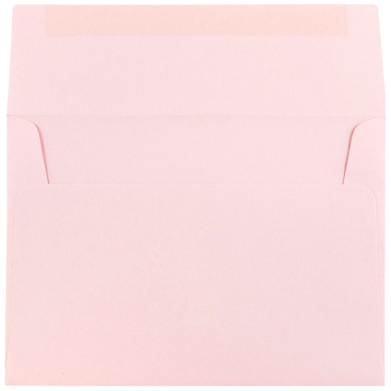 JAM Paper A7 Booklet Envelope 5 1/4" x 7 1/4", Baby Pink Pastel, 100/Pack (155627d)
