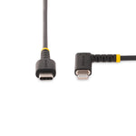 StarTech.com 6.6ft USB-C to Lightning Cable, Charge/Sync, Right-Angled Lightning, Black (RUSB2CLTMM2MR)