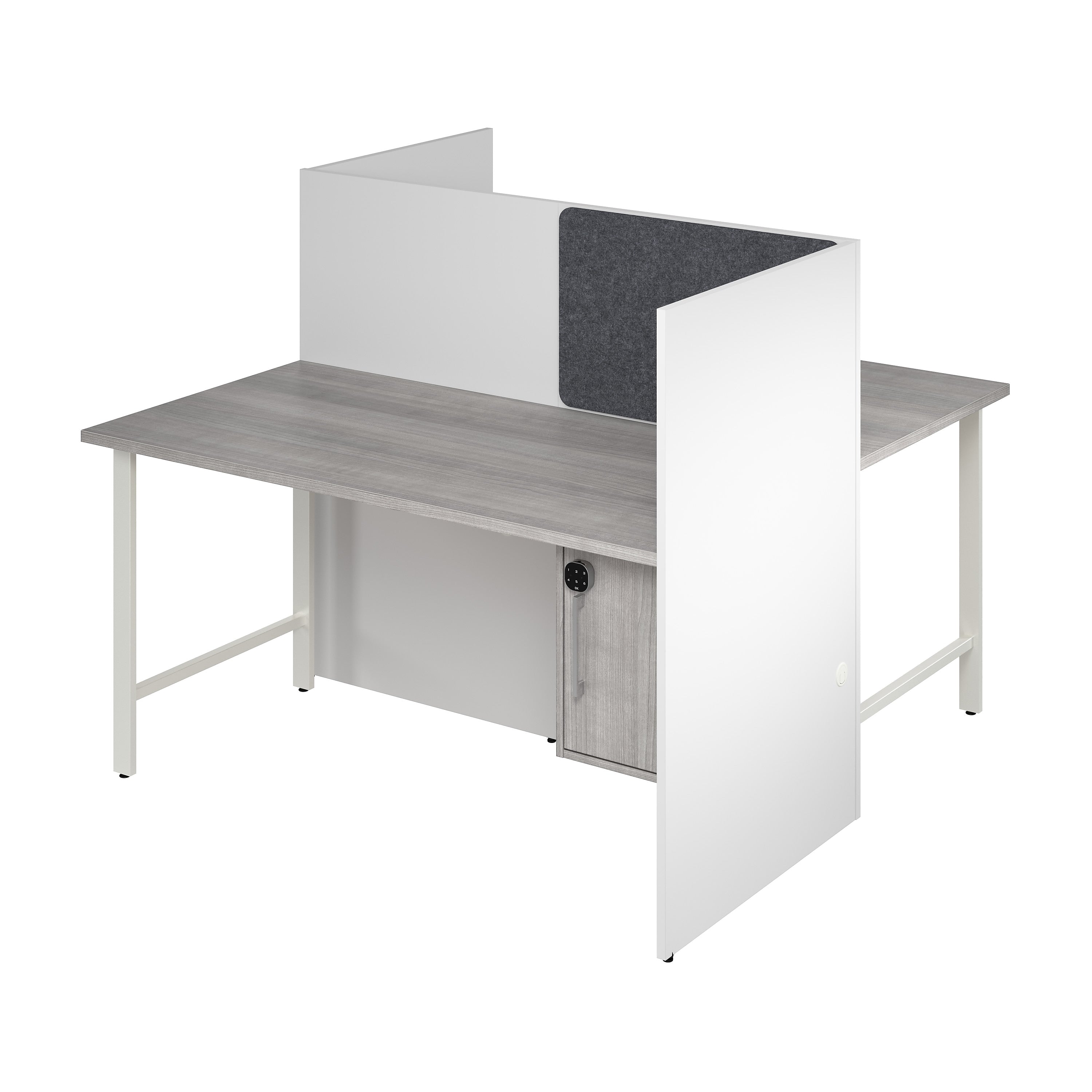 Bush Business Furniture Hustle 60"W 2 Person Back to Back Cubicle Panel Workstation, White/Platinum Gray (HUS032WHPG)