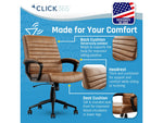 Click365 Transform 3.0 Ergonomic Bonded Leather Swivel Desk Chair, Cognac (CCHR10008A)