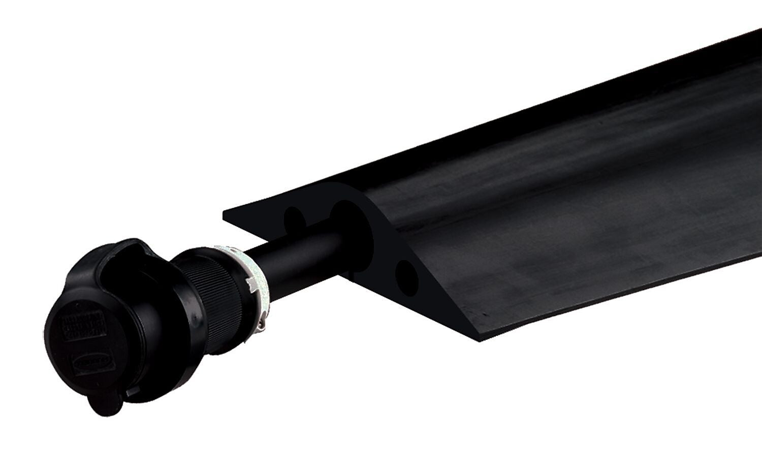 Checkers® 5' Powerback Heavy Duty 1 Channel Rubber Duct Protector For 1 1/2" Cable, Black