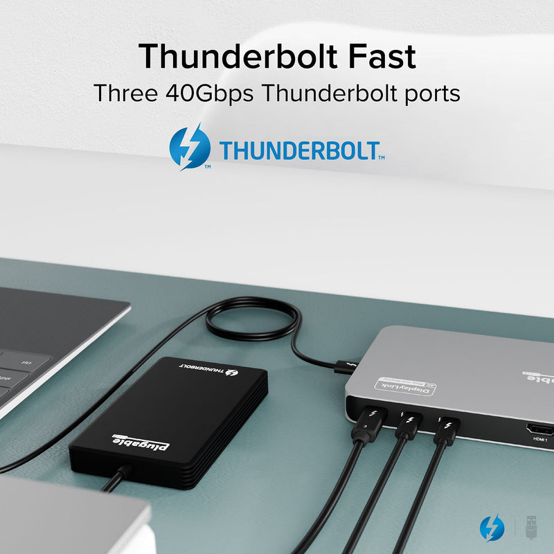 Plugable 5-in-1 Thunderbolt Universal Docking Station, Gray (TBT-6950PD)