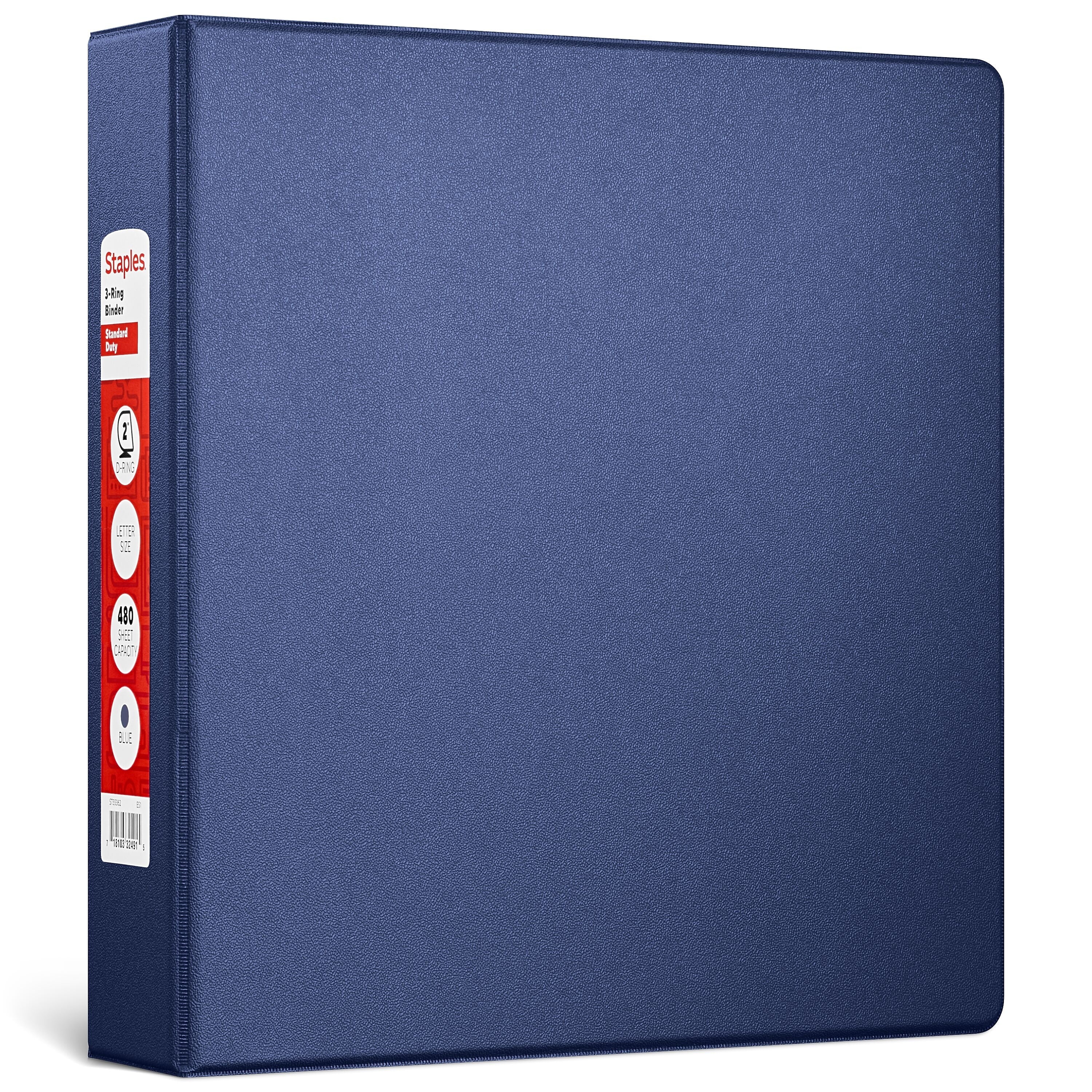 Staples 2" 3-Ring Non-View Binder, D-Ring, Navy Blue (26418-CC)