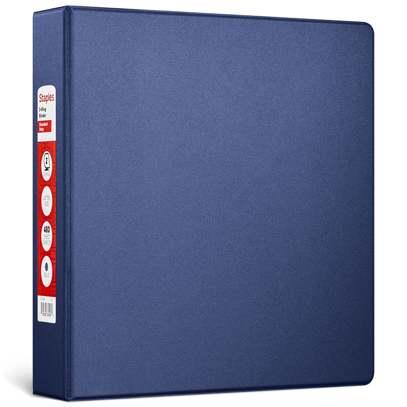 Staples 2" 3-Ring Non-View Binder, D-Ring, Navy Blue (26418-CC)