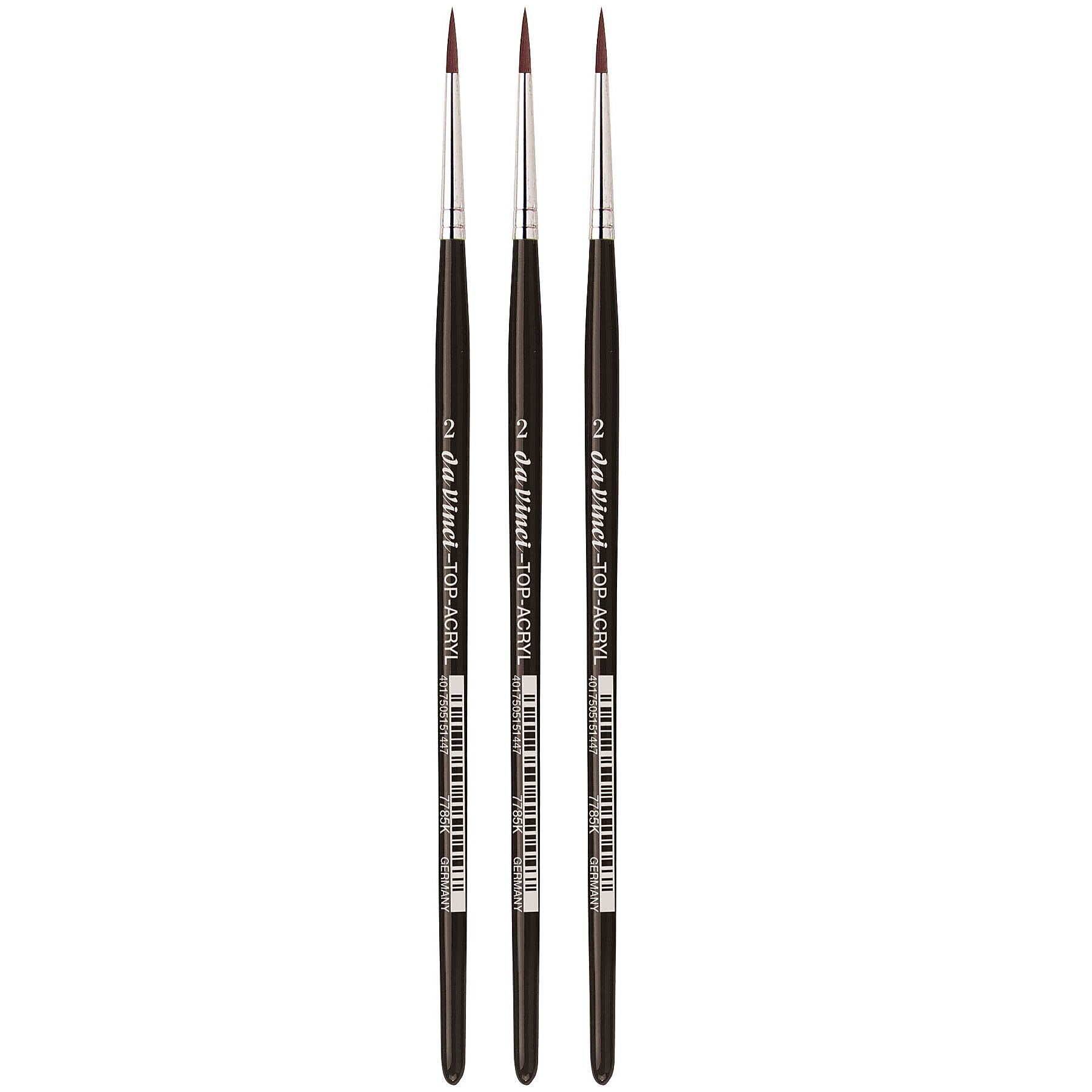 da Vinci TOP-ACRYL Oil and Acrylic Synthetic Bristle Red-Brown Round Brush, 3 Brushes/Pack (DVXVA7785K2-3)