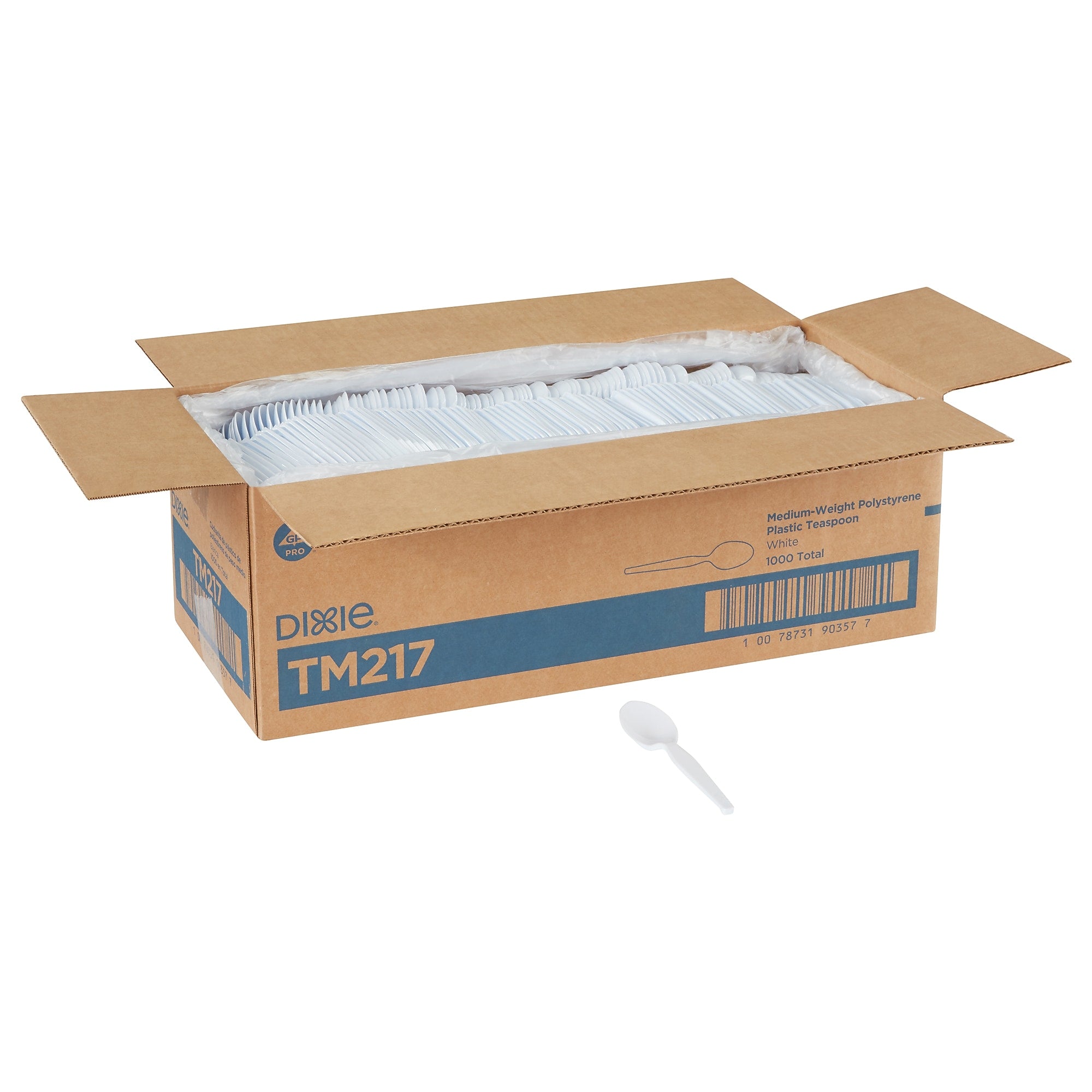 Dixie Plastic Teaspoon 5-7/8", Medium-Weight, White, 1,000/Carton (TM217)