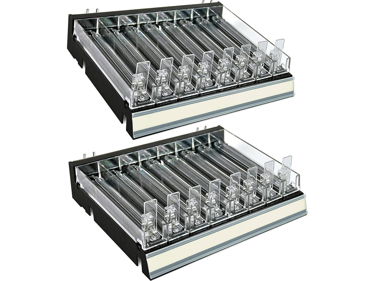 Azar 2.63" x 12" Pegboard 8-Compartment Cosmetic Tray, Black, 2/Pack (225830-8COMP-BLK-2PK)