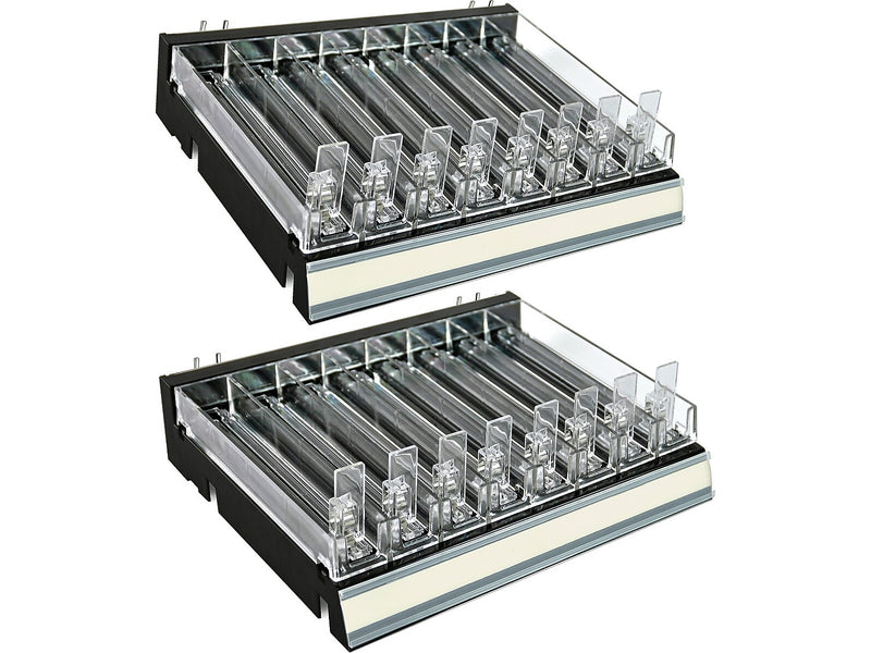 Azar 2.63" x 12" Pegboard 8-Compartment Cosmetic Tray, Black, 2/Pack (225830-8COMP-BLK-2PK)