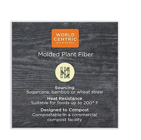 World Centric Fiber Hinged Containers, 3-Compartment, 9.3" x 9" x 3.3", Natural, Paper, 300/Carton (WORTOSCU9TLFP)