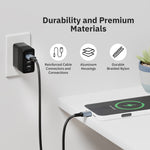 CODi 3' USB-A to USB-C Braided Nylon Charge & Sync Cable, Black (A01100)