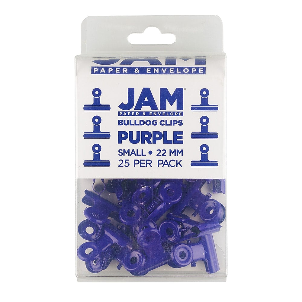 JAM Paper Bulldog Clip, Purple, 25/Pack (21632818)