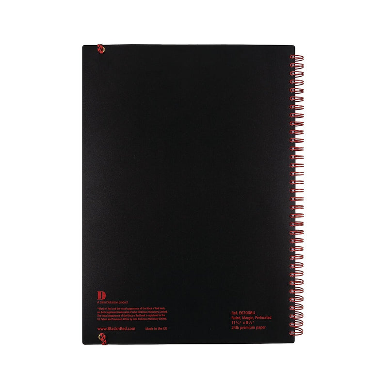 Black N' Red Professional 1-Subject Professional Notebook, 8.25" x 11.75", Wide Ruled, 70 Sheets, Black (JDK-E67008)