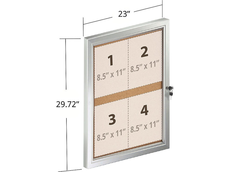 Azar Enclosed Cork Bulletin Board, Gray/Silver Frame, 2.48" x 1.92" (300223)