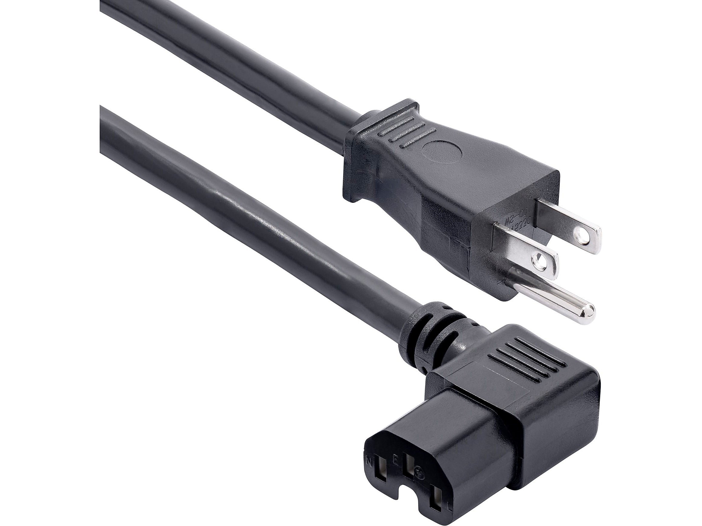 StarTech 8' NEMA 5-15P to Right Angle C15 Power Cable, Male to Female, Black (PXT515C158RA)