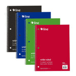 C-Line 3-Subject Notebooks, Wide Ruled, 120 Sheets, Assorted Colors, 3/Bundle (CLI22046-3)
