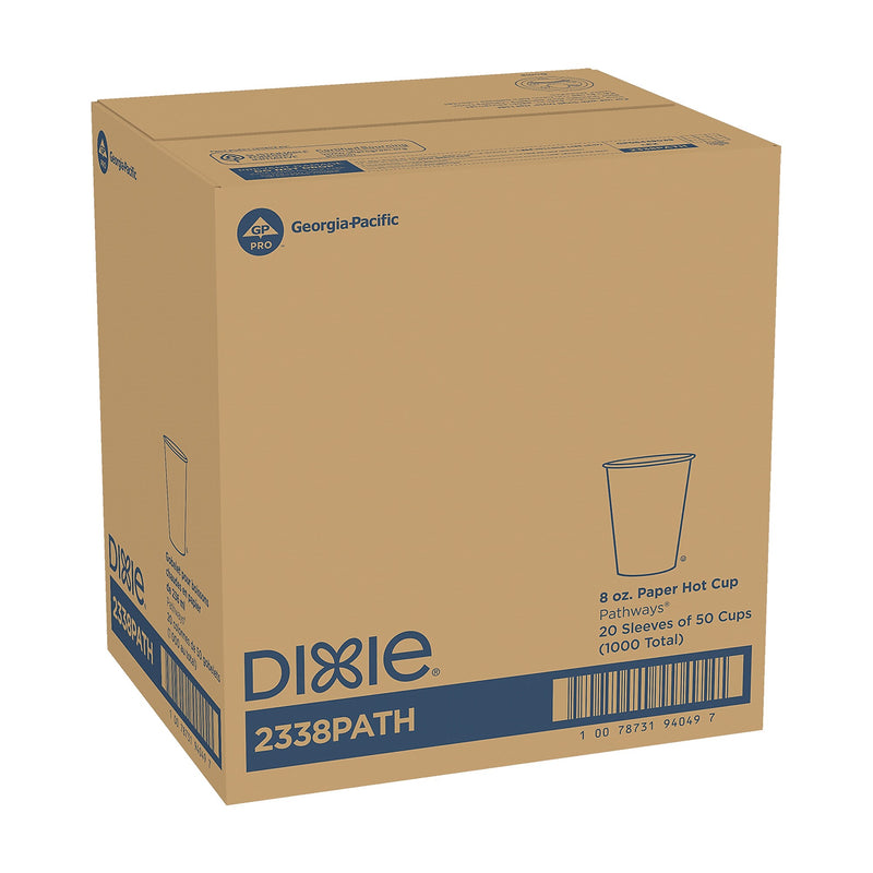 Dixie Pathways Poly Paper Hot Cups, 8 oz., White, 1000/Carton (2338PATH)