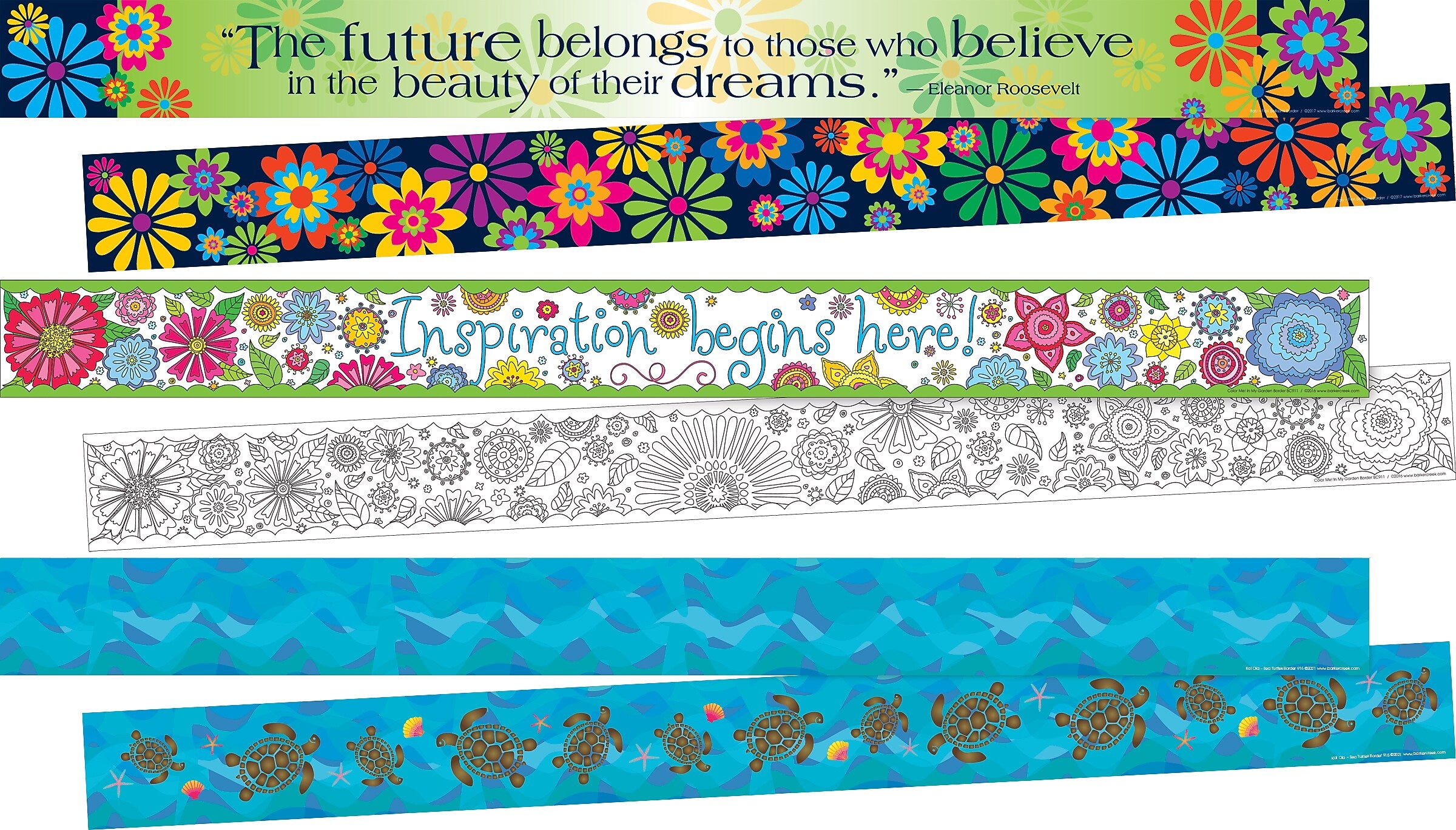 Barker Creek Double-Sided Border Set, 35" x 3", Summer Fun, 3 designs, 36/Set (4043)