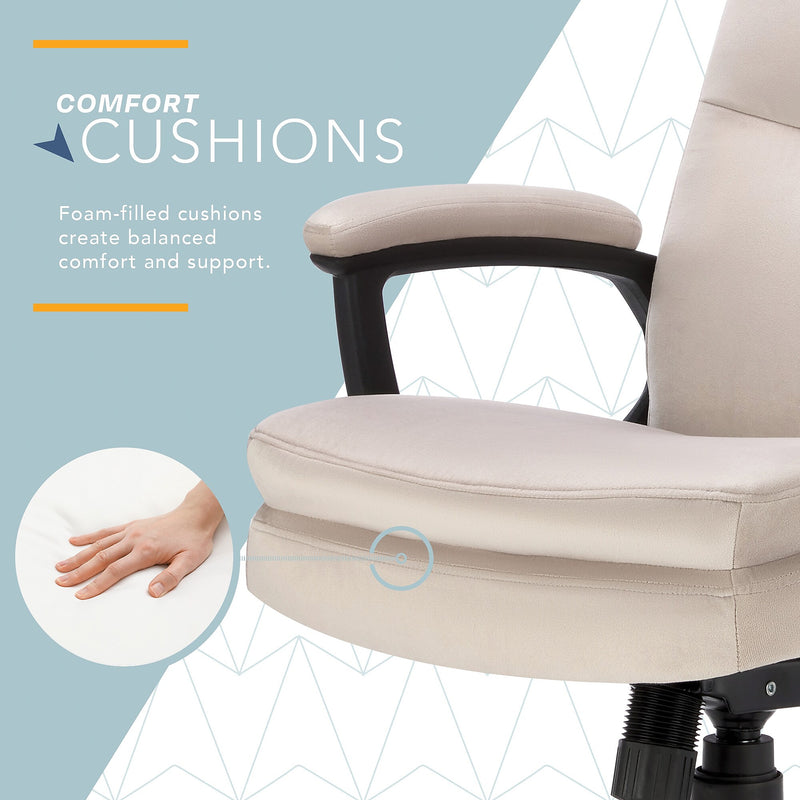 Click365 Ergonomic Velvet Swivel Executive Chair, Taupe (CCHR10024D)