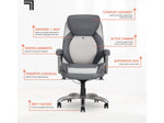 Sharper Image S-600 Active Lumbar Heated Ergonomic Bonded Leather Swivel Executive Massage Chair, Gray (60098-GRY)