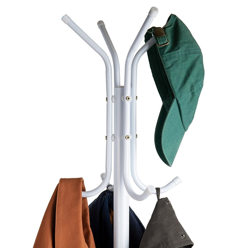 Mind Reader Freestanding Coat Rack, Multi-Hook Organizer, White, Metal (CRACK11-WHT)