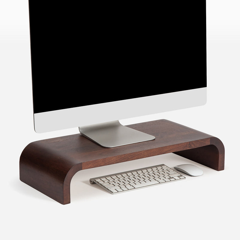 Anji Mountain Mango Wood Monitor Stand, Up to 32" Monitor, Walnut (MS-CRV-WAL)