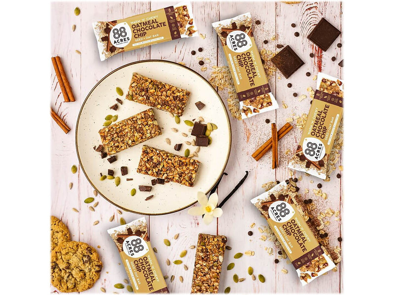 88 Acres Warm 'N' Chewy Gluten-Free Oatmeal/Chocolate Chip Seed and Oat Bar, 1.6 oz., 9 Bars/Box (315111)