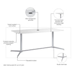 Bush Business Furniture 72"W x 36"D Boat Shaped Conference Table, White (99TBM72WHSVK)