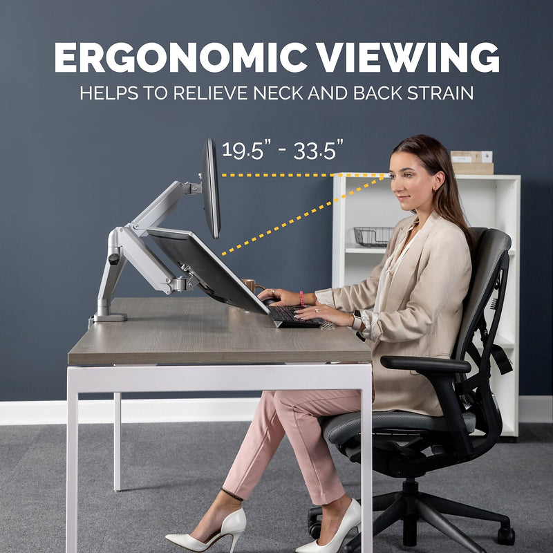 Fellowes Platinum Series Adjustable Dual Monitor Arms, Up to 40" Monitor, Silver (8056501)
