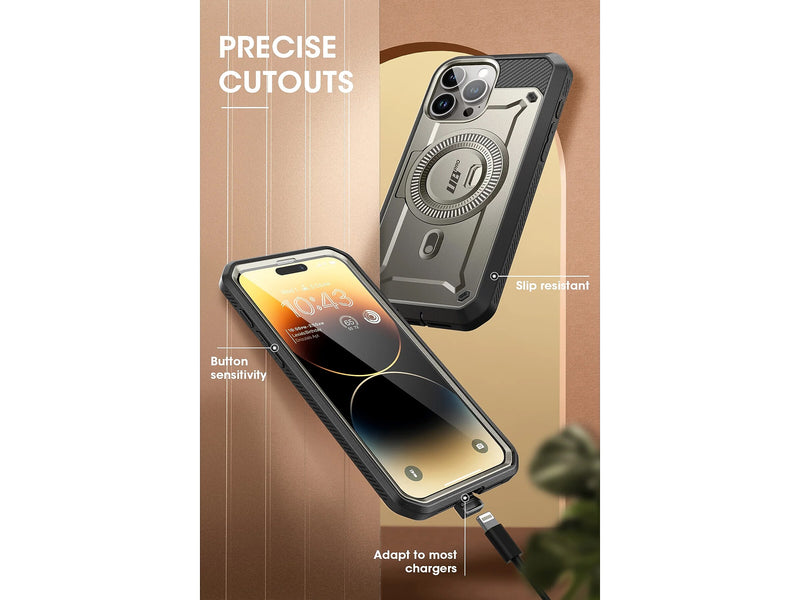 SUPCASE Unicorn Beetle PRO MAG Rugged Case for iPhone 15 Pro, Shock-Absorbing, Titan Gray