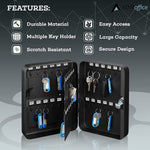 AdirOffice 48-Key Cabinet with Key Lock and Key Tags, Black (681-48-BLK-PKG)
