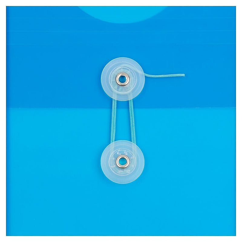 JAM Paper Plastic Filing Envelope with Button & String Closure, Blue, 12/Pack (472B1BU)
