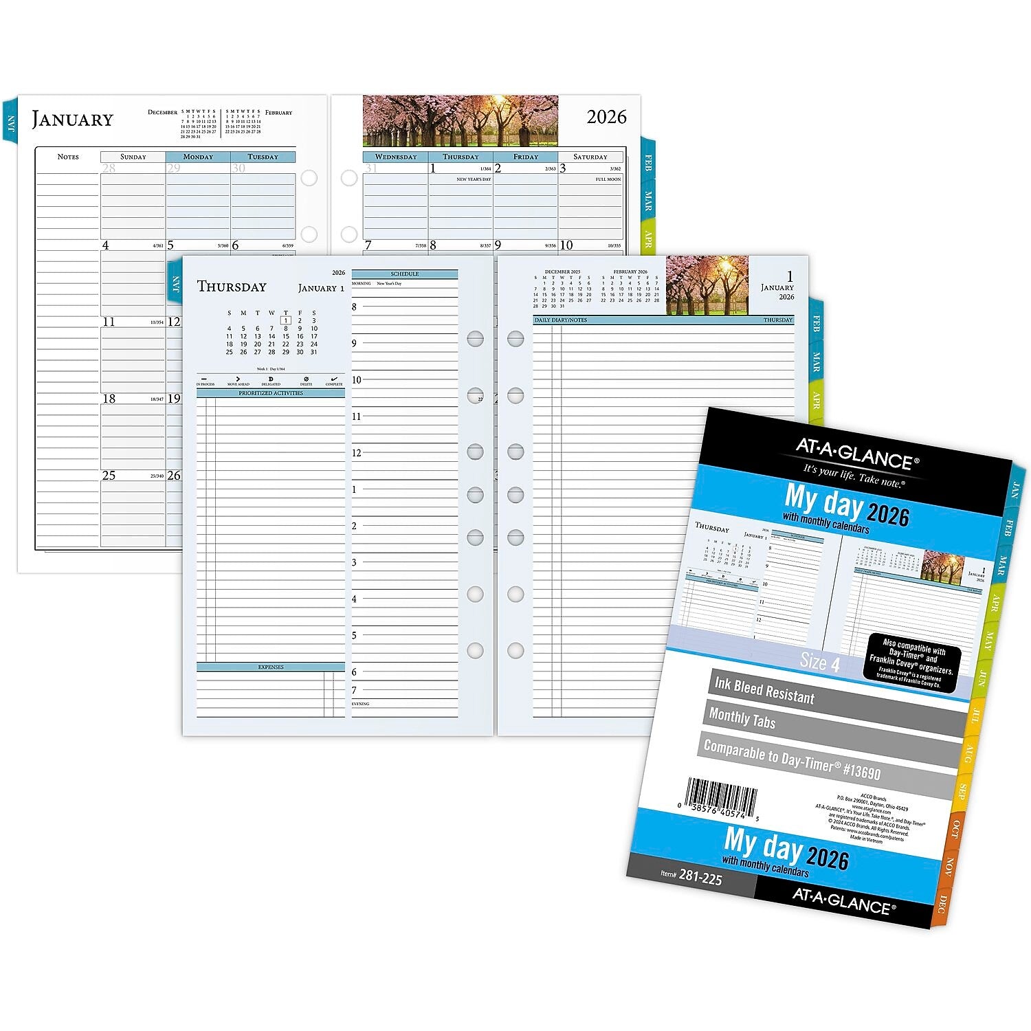 2026 AT-A-GLANCE Zenscapes 5.5" x 8.5" Daily & Monthly Planner Refill Pages, Multicolored (281-225-26)