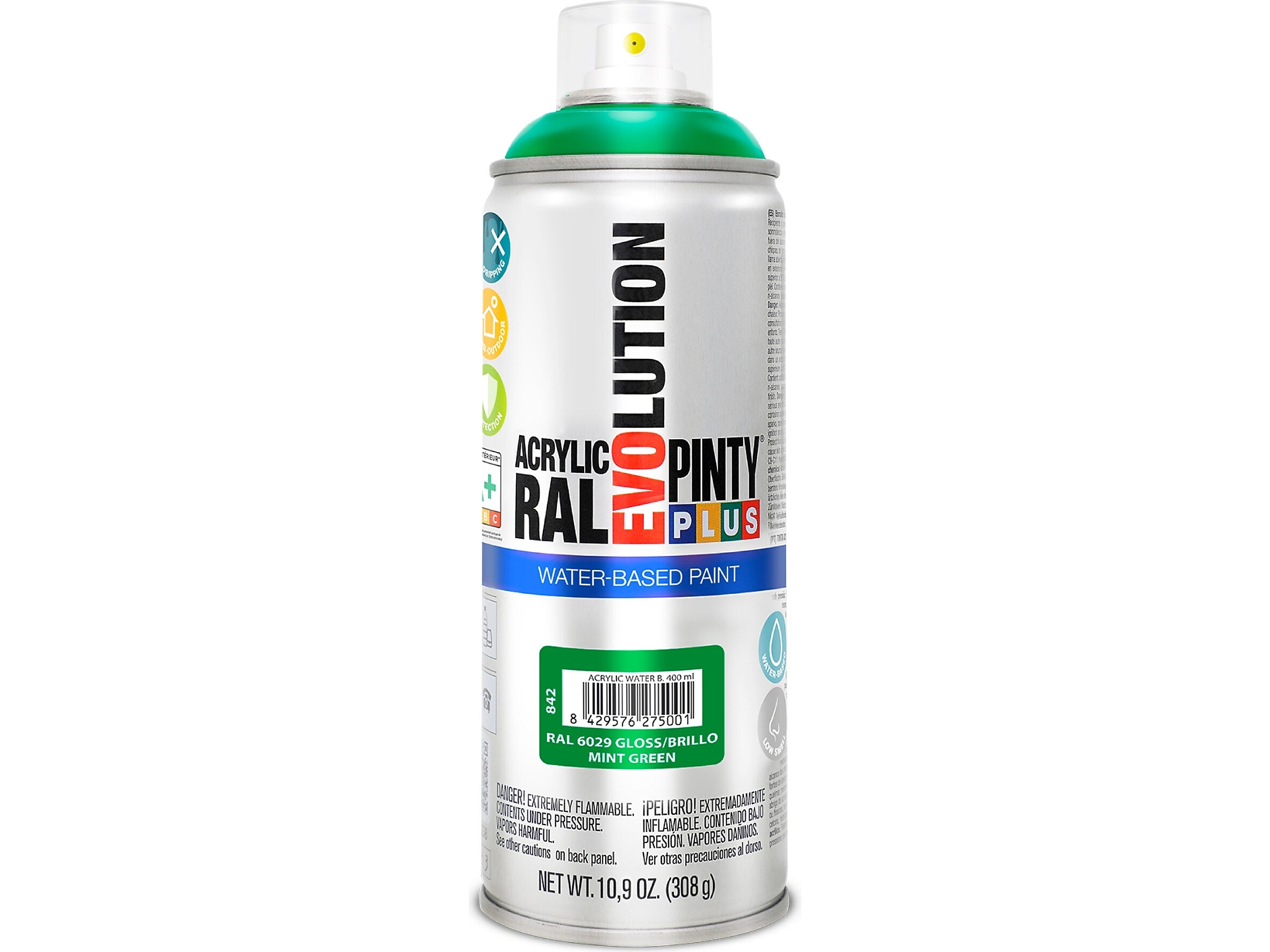 Pintyplus Evolution Water-Based Spray Paint, Mint Green, 10.9 oz., 2/Pack (NOV 842-2PK)