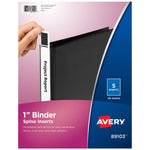 Avery Binder Spine Insert, 1" Spine Width, White, 40 Inserts/Sheet, 5 Sheets/Pack (89103)
