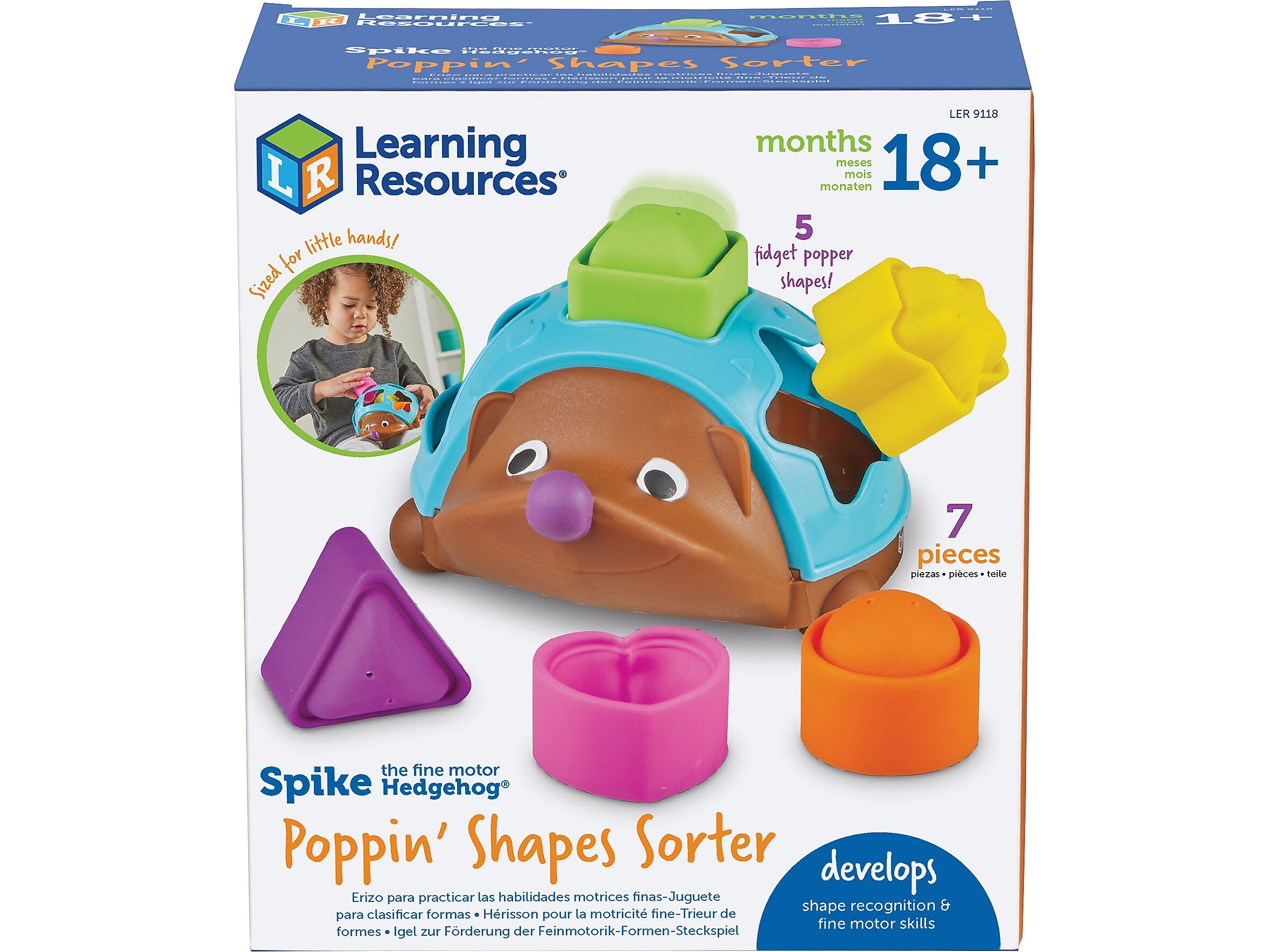 Learning Resources Spike the Fine Motor Hedgehog Poppin' Shapes Sorter Set (LER9118)