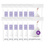 simplehuman Code K 9-12 Gallon Trash Bag, 6.5" x 8.9", Low Density, 1.2 mil, White, 240 Bags/Box (CW0260)