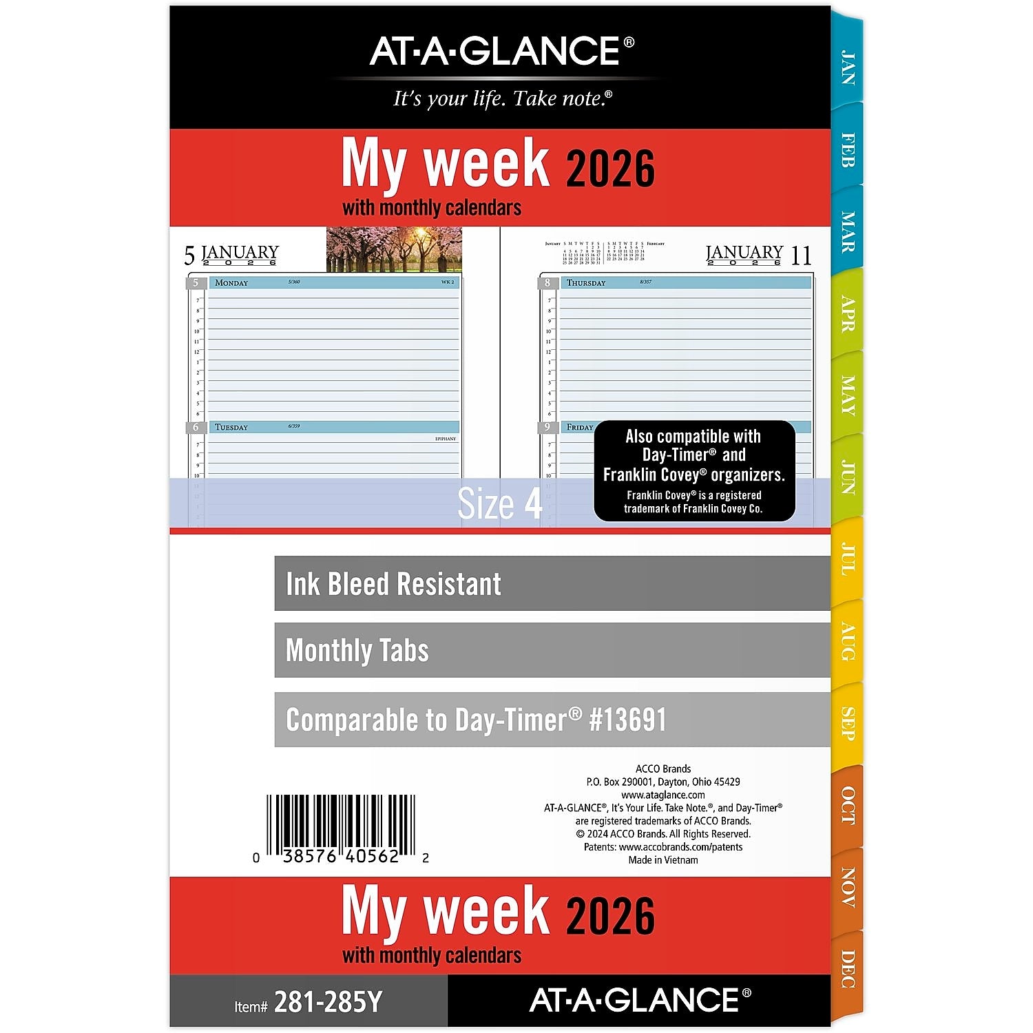 2026 AT-A-GLANCE Zenscapes 8.5" x 5.5" Weekly & Monthly Planner Refill Pages, Multicolored (281-285Y-26)