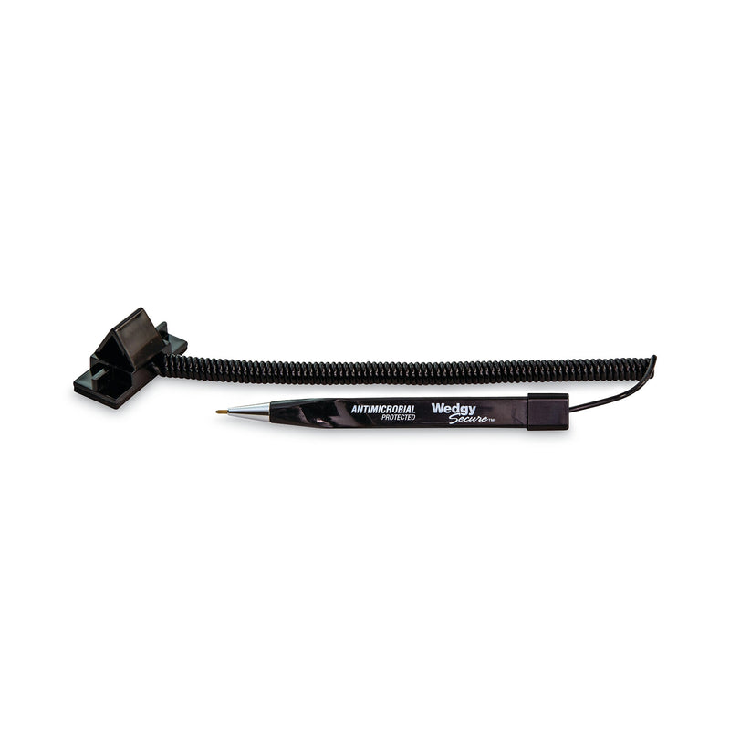 CONTROLTEK® Wedgy Secure Ballpoint Counter Pen, Fine 0.5 mm, Black Ink, Black