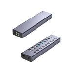 4XEM 10-Port USB 3.0 Hub with Gigabit Ethernet, Gray (4XHBC006)