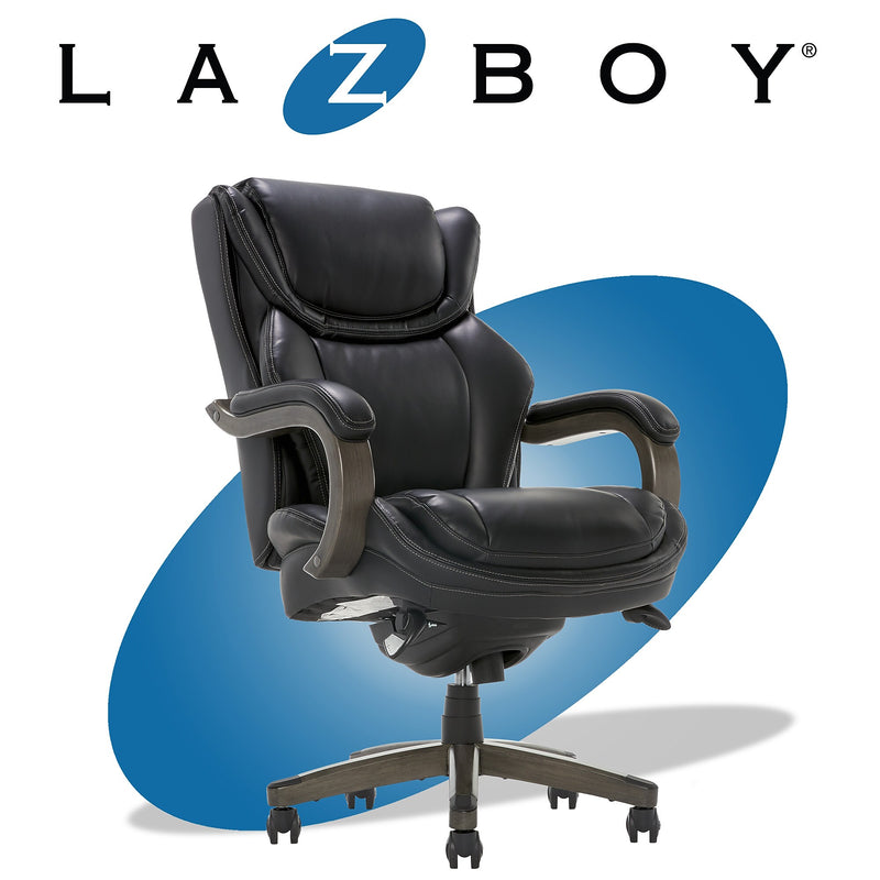 La-Z-Boy Harnett Ergonomic Faux Leather Swivel Executive Chair, Black (46253A)