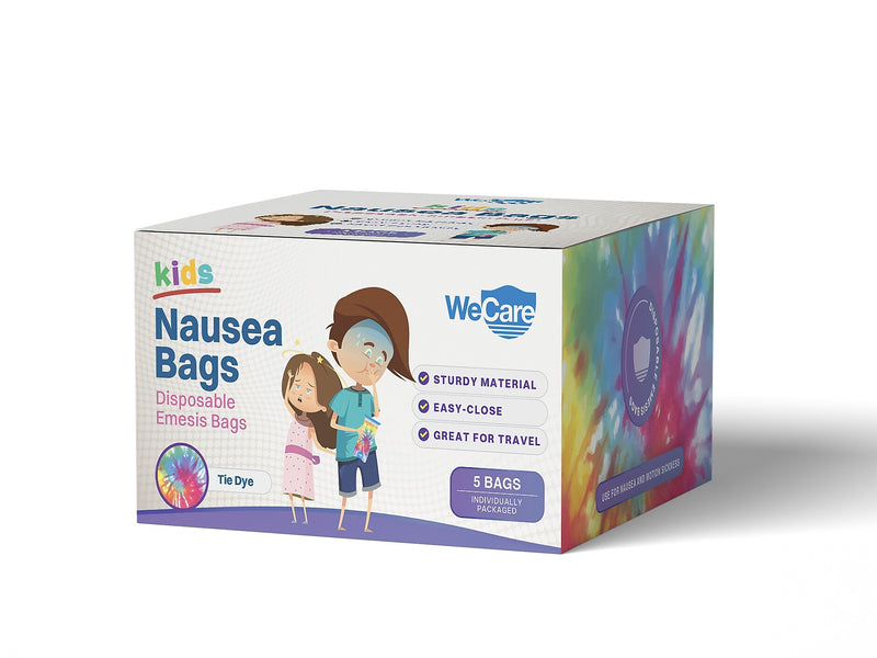 WeCare Tie-Dye Kids' Disposable Emesis Bag for Nausea and Motion Sickness, Multicolor (WC-EMES-T-5)