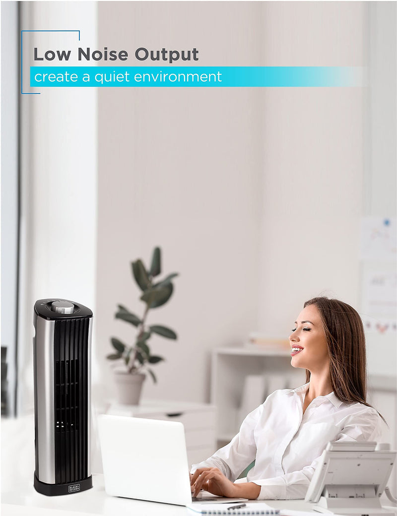 Black & Decker 14" Oscillating Tower Fan, 3-Speed, Black (BFT114)