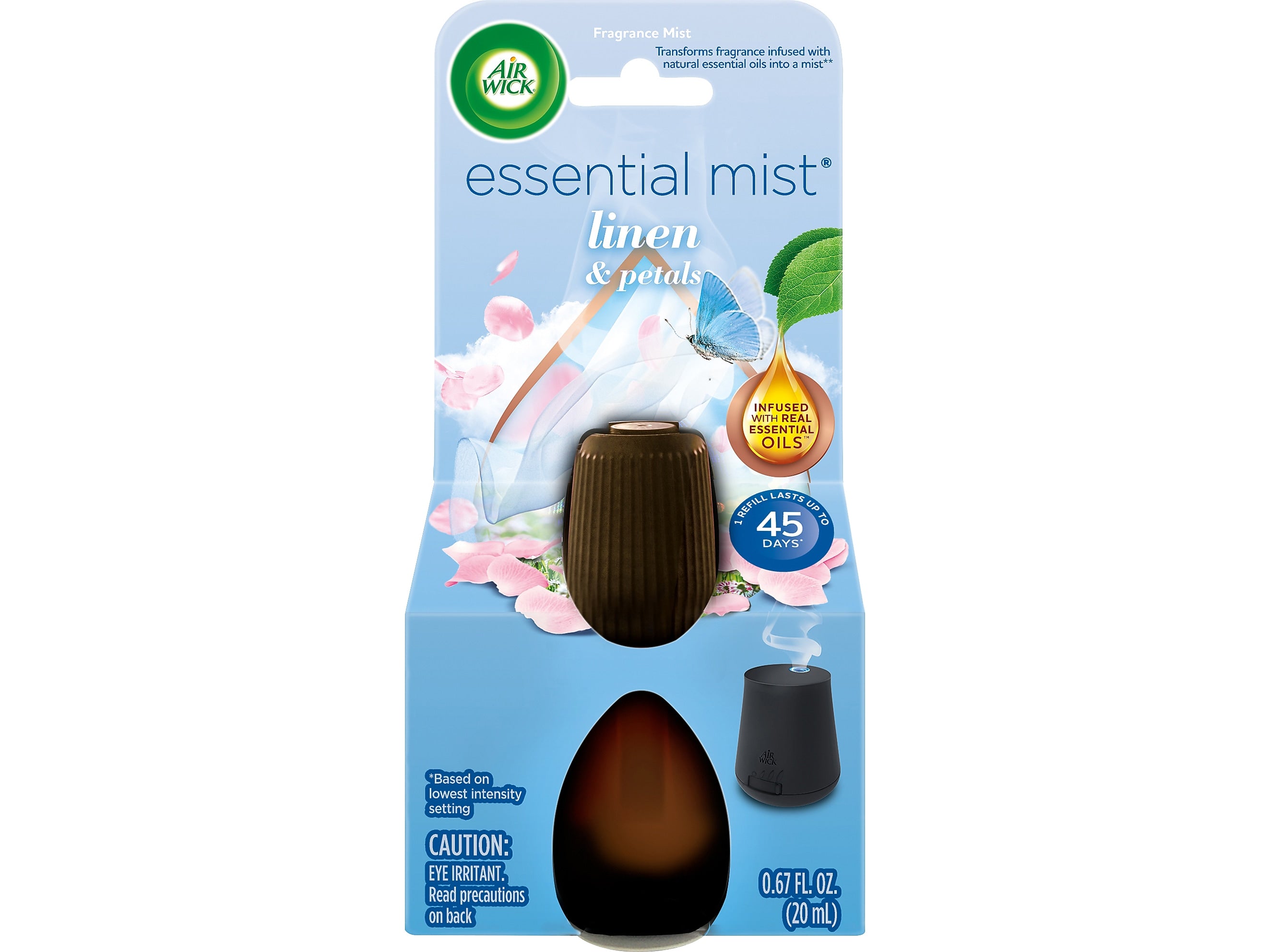 Air Wick Essential Mist Scented Oil Diffuser Refill, Linen & Petals, 0.67 Fl. Oz. (62338-02760)