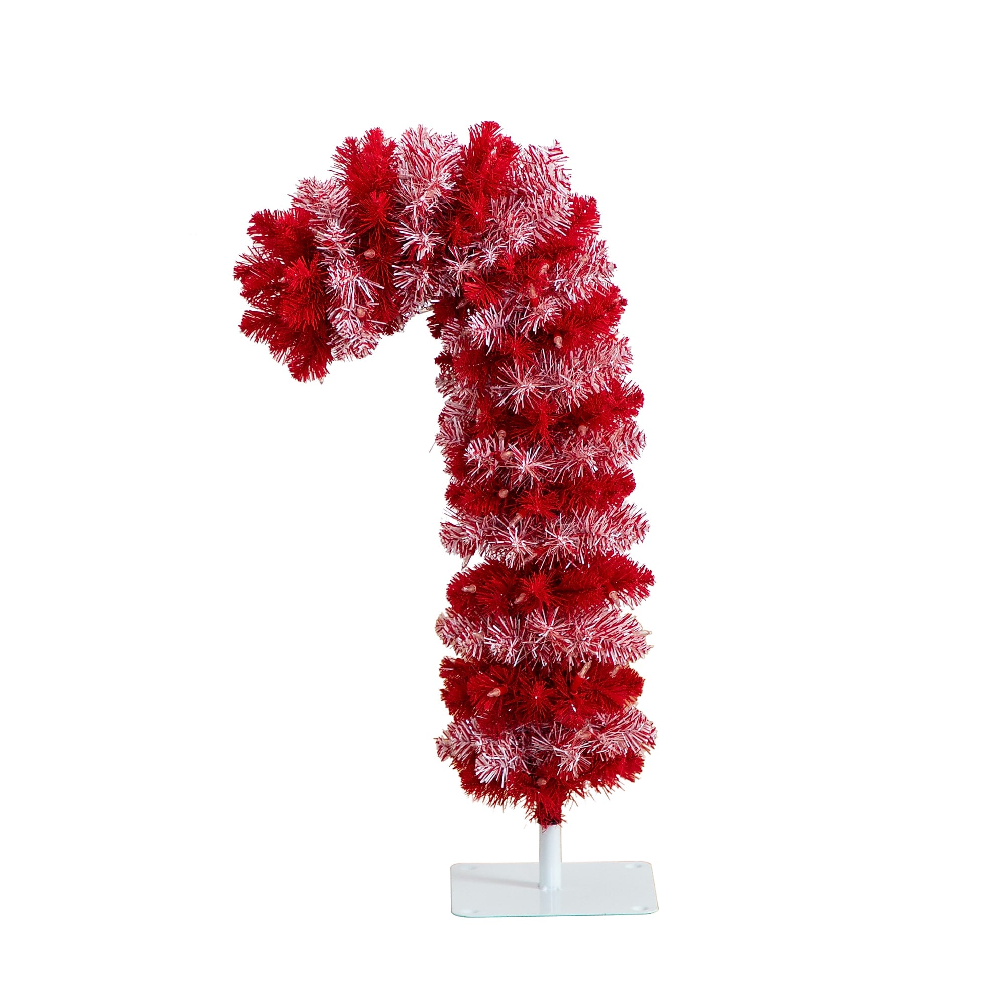 Nearly Natural 30-in Pre-Lit Artificial Candy Cane Christmas Tree with 100 Micro LED Lights (T4702)
