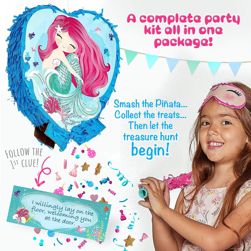 JITTERYGIT Mermaid Pinata Treasure Hunt Under the Sea Game Set, 2 in 1 Pieces/Pack (MERMAID-PINATA - BLUE & PINK)